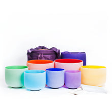 Load image into Gallery viewer, 440Hz Perfect Pitch 7notes 7colors 7chakra Crystal Singing Bowls with Mallets and Bags Full Set