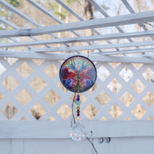Load image into Gallery viewer, Suncatcher Crystal Prism Metal Tree of Life Charm Chakra Energy Healing