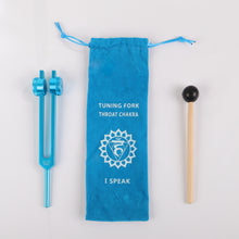 Load image into Gallery viewer, Metal Tuning Fork THROAT Chakra 141.27Hz Blue Color