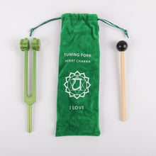 Load image into Gallery viewer, Metal Tuning Fork HEART Chakra 136.10Hz Green Color
