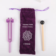 Load image into Gallery viewer, Metal Tuning Fork 7Chakra Rainbow Color with bags and mallets
