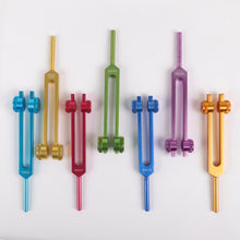 Load image into Gallery viewer, Metal Tuning Fork 7Chakra Rainbow Color with bags and mallets
