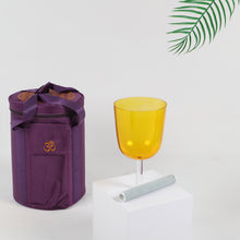 Load image into Gallery viewer, 440Hz E note Yellow Handle Crystal Singing Bowl with Hard Traveling Case and Mallet