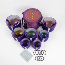 Load image into Gallery viewer, 432Hz Perfect Pitch 7notes 7colors Lotus Design 7chakra Crystal Singing Bowls with Mallets and Bags Full Set
