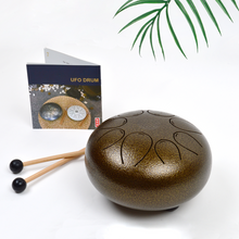 Load image into Gallery viewer, 8-inch Brown Steel Tongue Drum Pentatonic Scale

