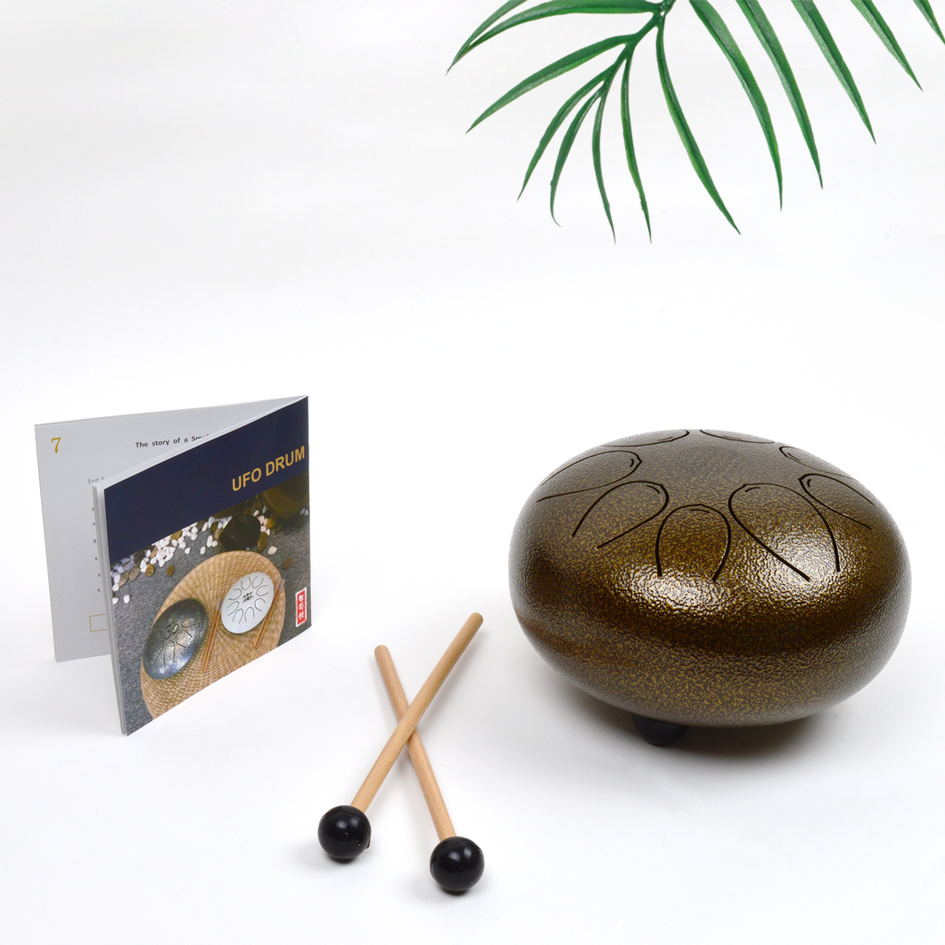 8-inch Brown Steel Tongue Drum Pentatonic Scale