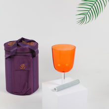 Load image into Gallery viewer, 440Hz D note Orange Handle Crystal Singing Bowl with Hard Traveling Case and Mallet
